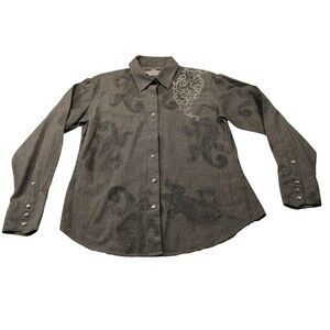 Brooks And Dunn Panhandle Slim Shirt Mens L Black Long Sleeve Pearl Snap Striped